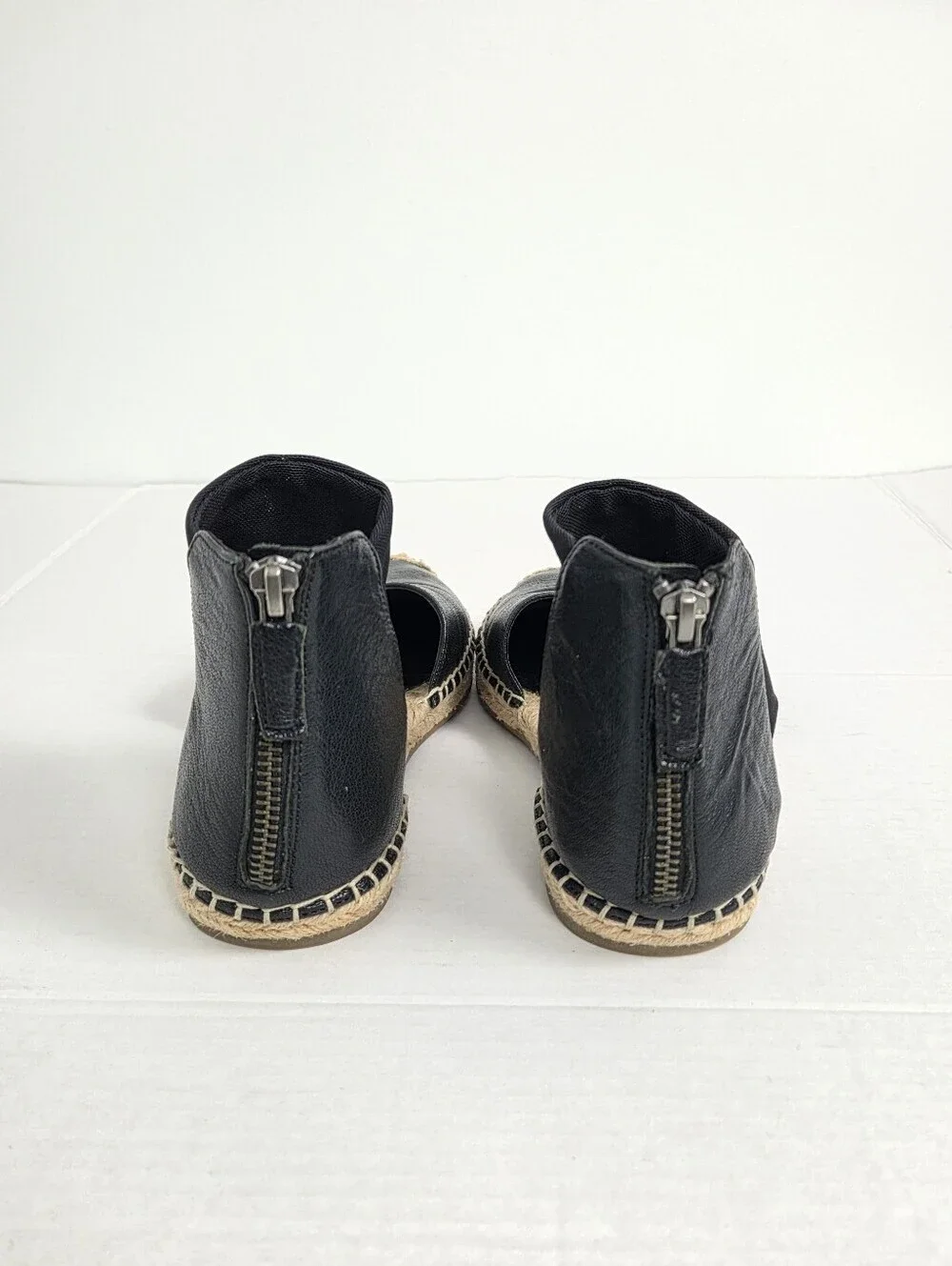 Eileen Fisher Coy Jute Insole Espadrille Black Flat Sandals Size 7.5
